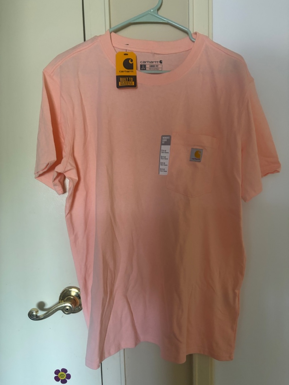Carhartt Men’s Short-Sleeve Pocket Tee in Pale Pink